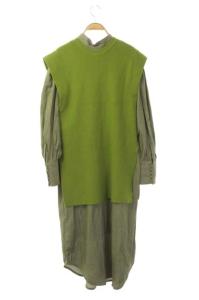 Ameri VINTAGE AMERI MANY WAY VEST LAYERED SHIRT DRESS M カーキ