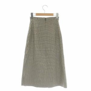 ANAYI 21AW ガンクラブチェックタックスカート 34 ベージュ