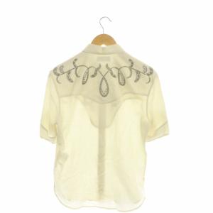 SAINT LAURENT PARIS コットンペイズリースタッズシャツ ウエスタン 37 アイボリー