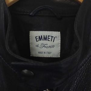 EMMETI JURIラムスキンライダースジャケット ダブルジップ 44 ブラック