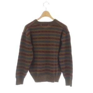 YVES SAINT LAURENT 総柄ウールニットセーター M ブラウン