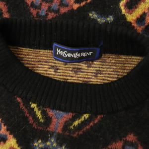YVES SAINT LAURENT ウール総柄ニットセーター ブラック