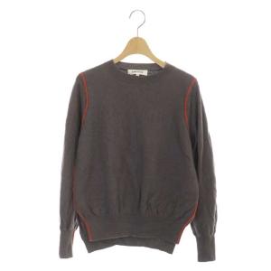 20AW メリノウール ステッチワークプルオーバー 長袖 38 グレージュ テラコッタ