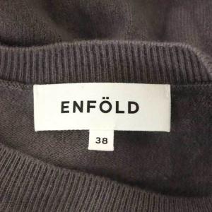 ENFOLD 20AW メリノウール ステッチワークプルオーバー 長袖 38 グレージュ テラコッタ