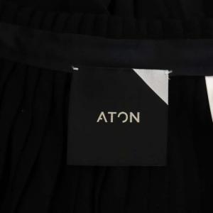 ATON WOOL PLAIN JERSEY スカート ロング プリーツ 1 黒 ブラック