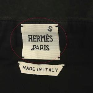 HERMES ウールタイトスカート 膝丈 タック フロントジッパー 34 ダークグレー