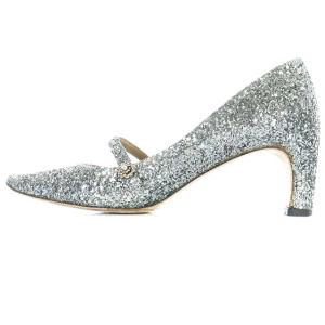 MARC JACOBS パンプス ストラップ ポインテッドトゥ ハイヒール グリッター 38 シルバー