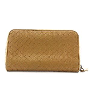 BOTTEGA VENETA イントレチャート 長財布 ラウンドファスナー レザー ブラウン