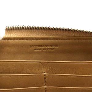 BOTTEGA VENETA イントレチャート 長財布 ラウンドファスナー レザー ブラウン