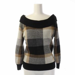チェック柄ニットセーター 38 ブラック
