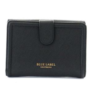 BLUE LABEL CRESTBRIDGE 財布 二つ折り リボン レザー 牛革 ゴールド金具 ブラック