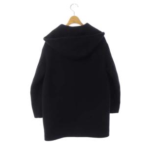 ANAYI 200AW ダブルビーバーフードコート ミドル丈 フード ウール 34 ネイビー