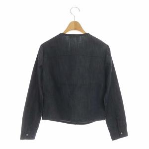 ANAYI デニムノーカラージャケット スナップボタン 34 インディゴ