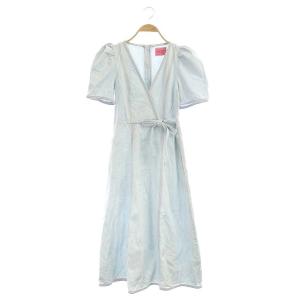 デニムワンピース 五分袖 フレア 0 ライトブルー