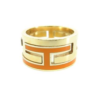 HERMES 指輪 ムーブアッシュリング ロゴ 48 8号 ゴールド オレンジ