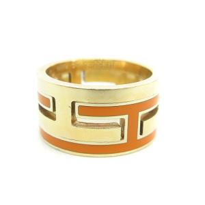 HERMES 指輪 ムーブアッシュリング ロゴ 48 8号 ゴールド オレンジ
