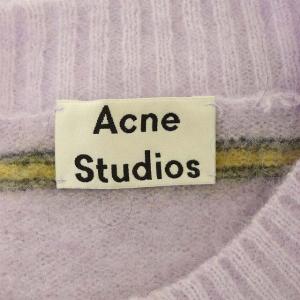 Acne Studios モヘヤ混ボーダークルーネックニット セーター XS ラベンダー  イエロー