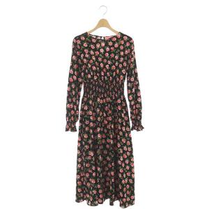 ditsy roses waverly dress ワンピース 花柄 ウエストシャーリング XS 黒