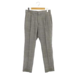 22SS ウールシルクギンガムチェックパンツ タック 36 ブラック ホワイト