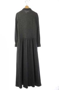 BORDERS at BALCONY ウィークエンドシャツドレス ロング ギャザー 切替 38 グレー