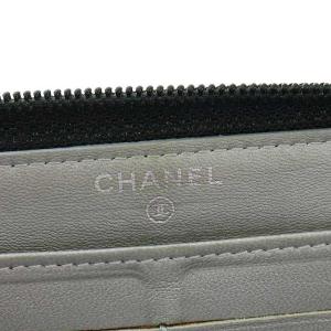 CHANEL カメリアエンボス ラウンドジップロングウォレット ブラック