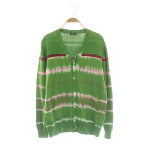 ボーダー タイダイ コットンカーディガン ニット Vネック 長袖 前開き M マルチカラー
