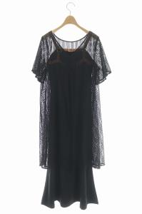 Ameri VINTAGE BELTED MESH DRESS 2点セット サロペット シアーワンピース M ブラック
