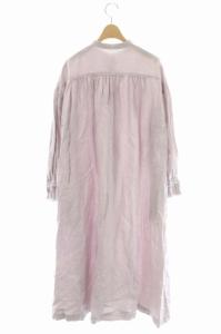 nest Robe 20SS リネンバンドカラーワッフル袖ワンピース F 紫