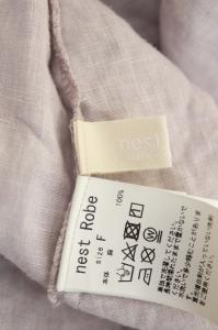 nest Robe 20SS リネンバンドカラーワッフル袖ワンピース F 紫