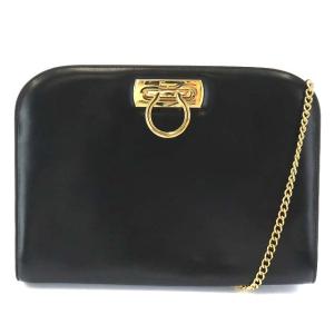 ガンチーニ ショルダーバッグ レザー チェーン ブラック