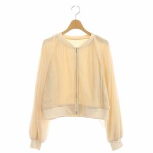 20SS チュールプリーツジャケット ブルゾン ジップアップ 36 ベージュ