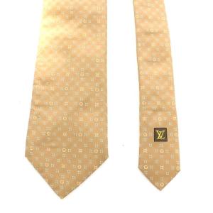 LOUIS VUITTON モノグラム ネクタイ ワイド シルク ブラウン