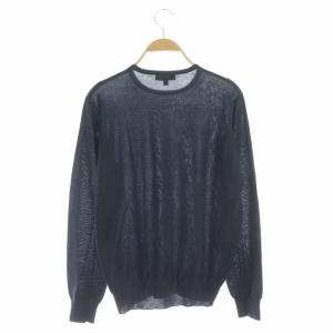 Drawer 18Gカシミヤシルク天竺編みクルーニット カットソー プルオーバー 長袖 1 ネイビー
