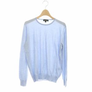 18Gカシミヤシルク天竺編みクルーニット カットソー プルオーバー 長袖 1 ライトブルー