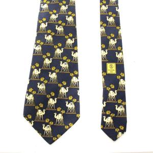 CHANEL ココマーク ネクタイ ワイド シルク ラクダ柄 ネイビー