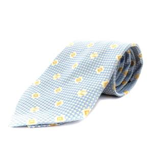 ココマーク ワイドタイ ネクタイ シルク 総柄 ライトブルー