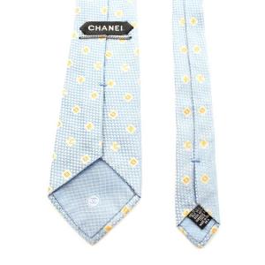 CHANEL ココマーク ワイドタイ ネクタイ シルク 総柄 ライトブルー