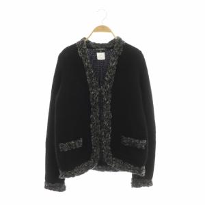 11A ココマークボタンカーディガン アルパカ カシミヤ混 36 黒 P42032K03173