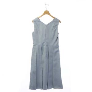 ANAYI ダブルサテンシームフレアワンピース ライトサックスブルー