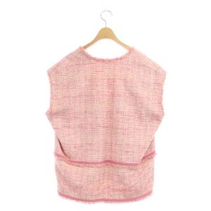 Drawer 21SS ピンクツイードノースリーブブラウス ベスト Vネック 38 ピンク