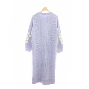 GRACE CONTINENTAL 20AW 刺繍ケーブルニットワンピース ロング 長袖 レースアップ 36 ラベンダー