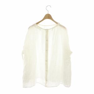 nest Robe ブラウス リネン レースカラー バックボタン シアー ホワイト