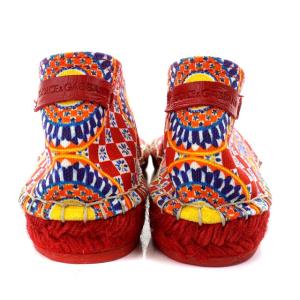 DOLCE&GABBANA 花柄 エスパドリーユ 総柄 23.0cm レッド