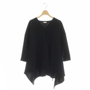 PEドライクロス ランダムドレーププルオーバー ブラウス 長袖 フレア 36 ダークネイビー