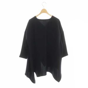 ENFOLD PEドライクロス ランダムドレーププルオーバー ブラウス 長袖 フレア 36 ダークネイビー