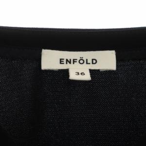 ENFOLD PEドライクロス ランダムドレーププルオーバー ブラウス 長袖 フレア 36 ダークネイビー