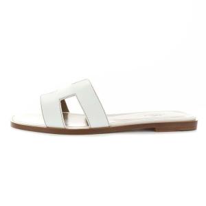 HERMES オラン フラットサンダル Hモチーフ レザー 38.5 ホワイト