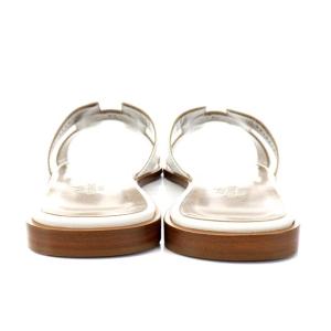 HERMES オラン フラットサンダル Hモチーフ レザー 38.5 ホワイト