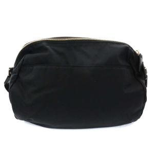 agnes b. ポシェットショルダーバッグ  ナイロン ロゴ ゴールド金具 ブラック