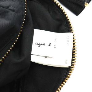 agnes b. ポシェットショルダーバッグ  ナイロン ロゴ ゴールド金具 ブラック